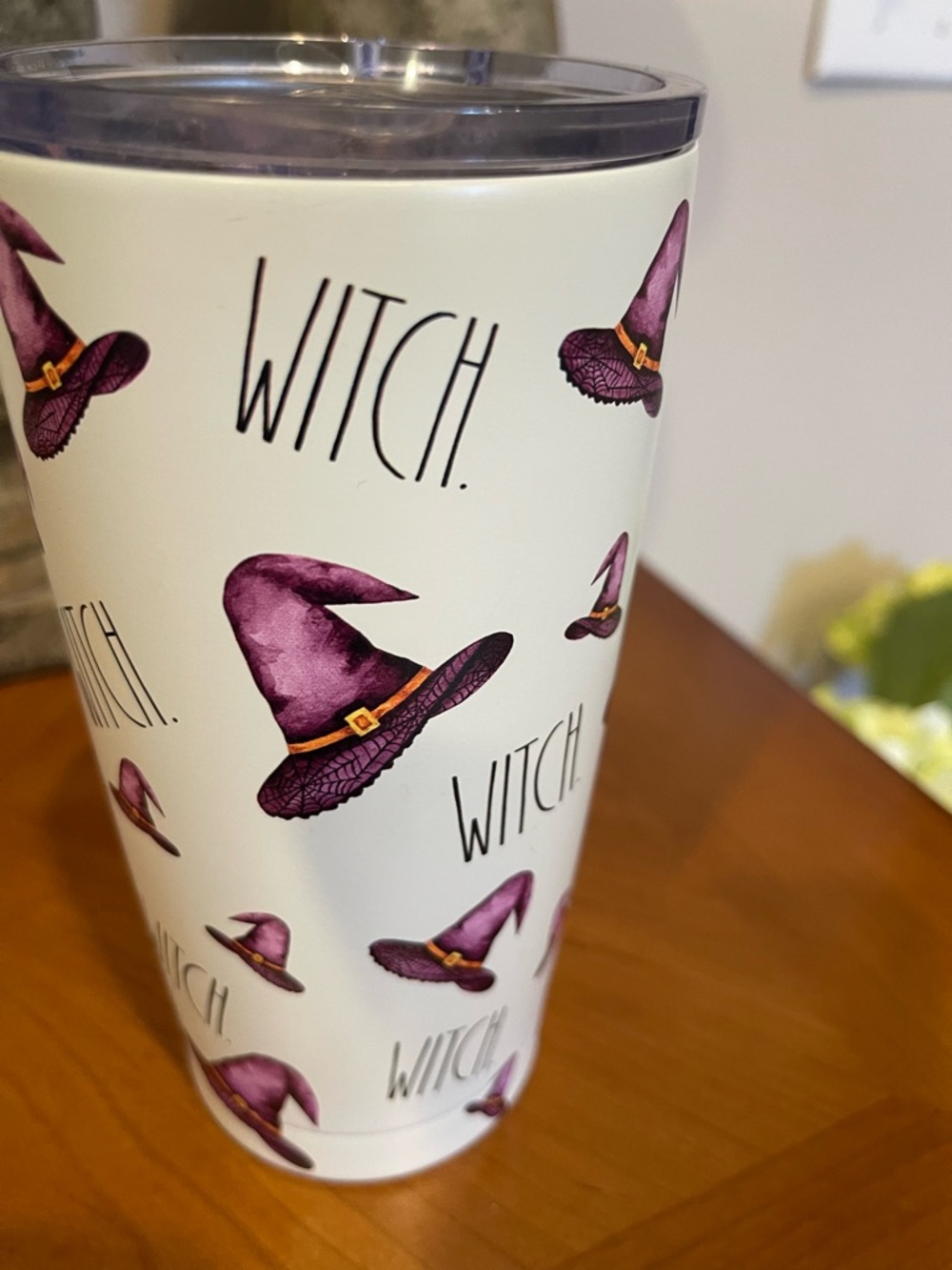 Witch Hat Stainless Tumbler - White with Purple Hats - Picture 2 of 4